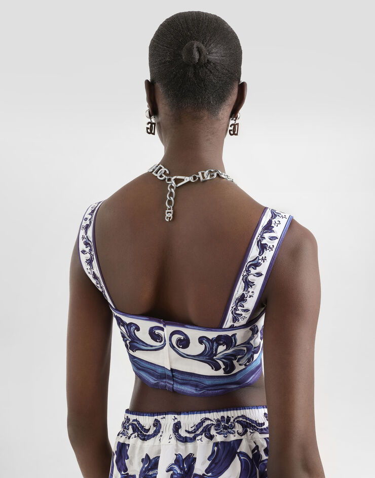 Dolce & Gabbana Top de popelina con estampado de mayólica Imprima I7S11WFI5JK