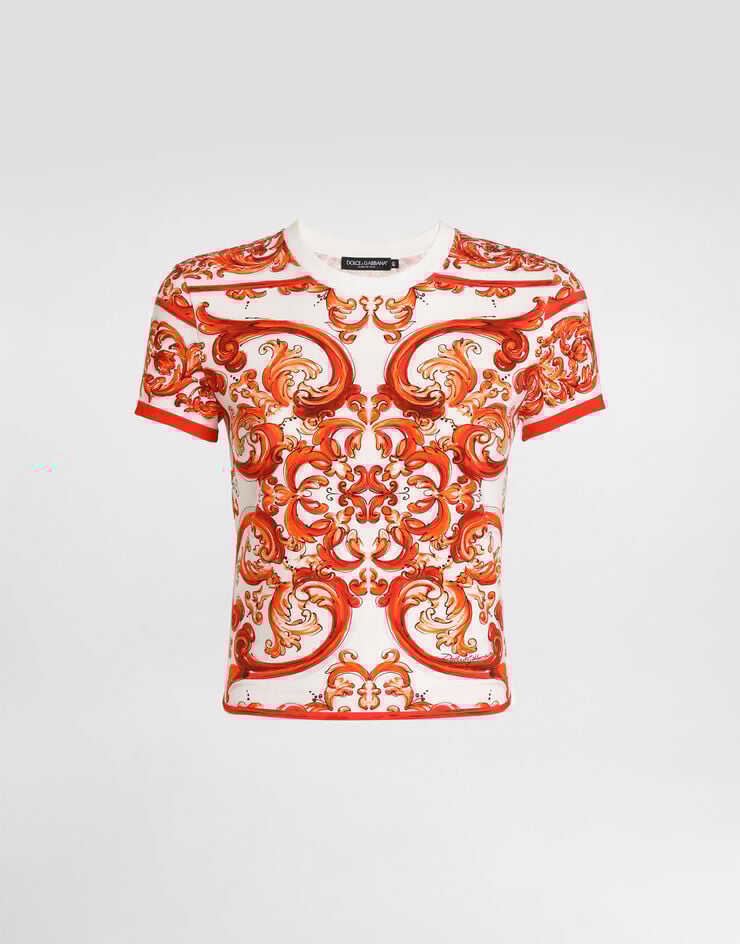 Dolce & Gabbana Majolica-print jersey t-shirt Multicolor F8V81TGDDT7
