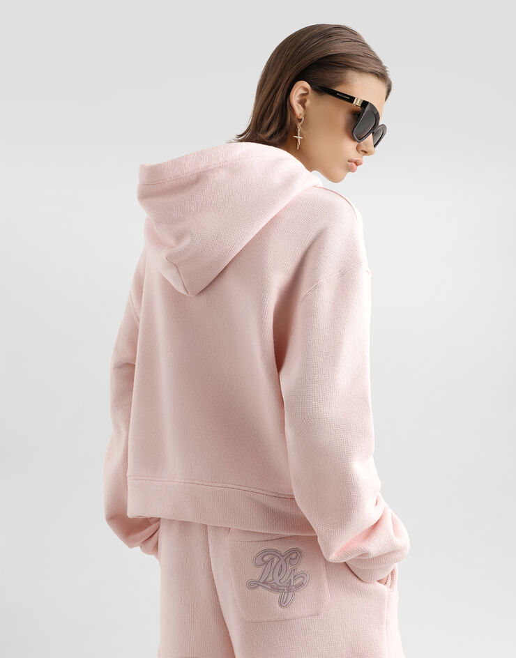 Dolce & Gabbana Hoodie aus Jersey mit Stickerei Dolce & Gabbana Hoodie aus Jersey mit Stickerei Pink F9S47ZGDDMI