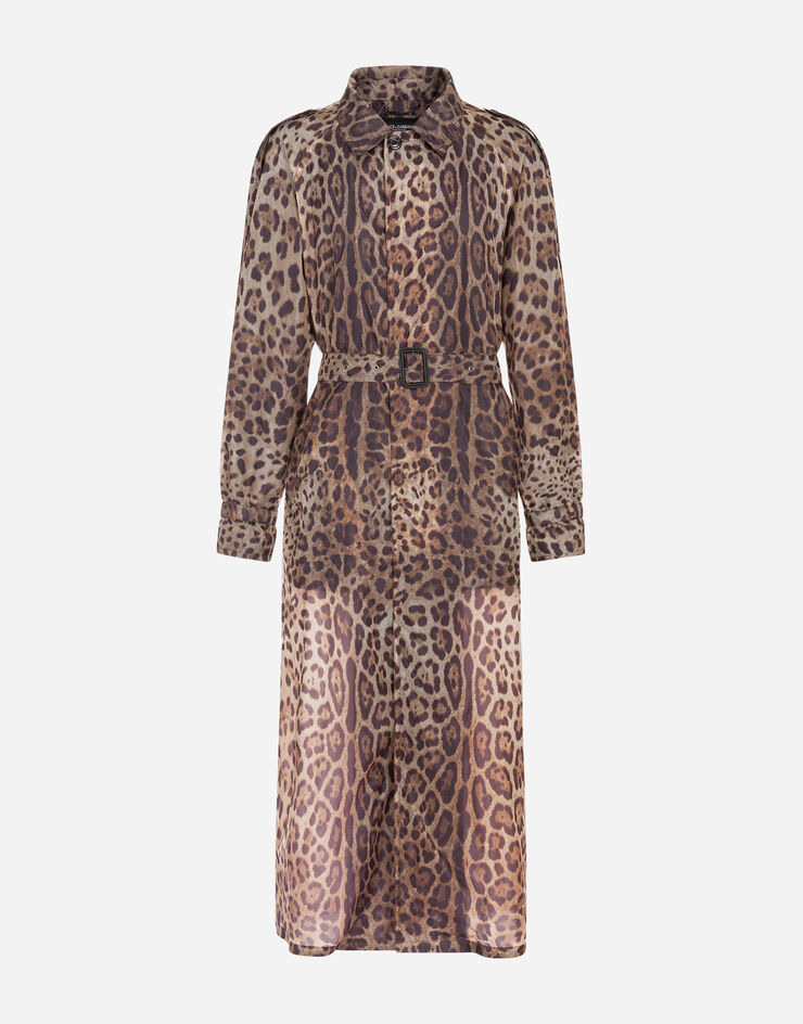 Dolce & Gabbana Single-breasted trench jacket in nylon with leopard print ESTAMPADO ANIMAL G016QTHSM3B