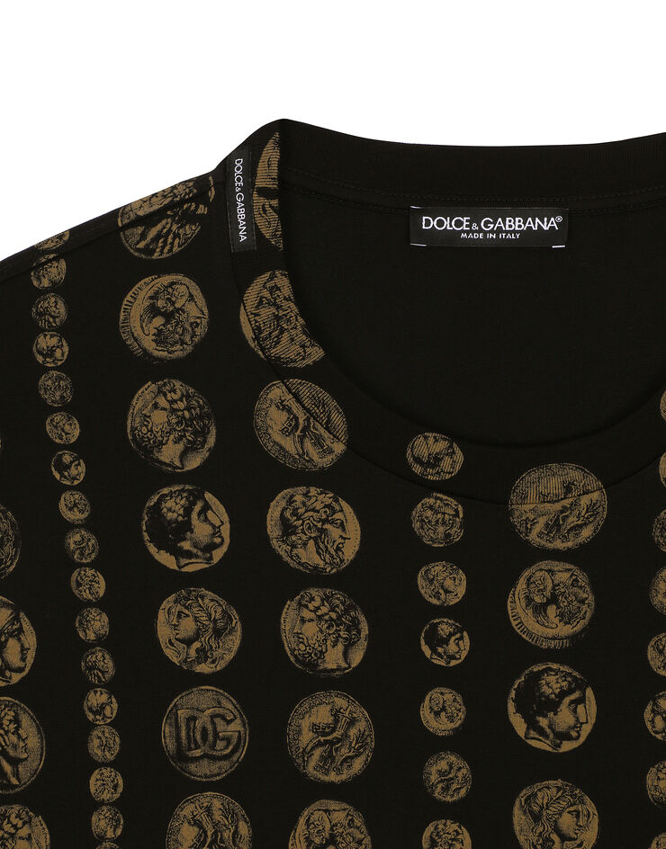 Dolce&Gabbana All-over coin print cotton T-shirt Black G8PN9TG7JGU