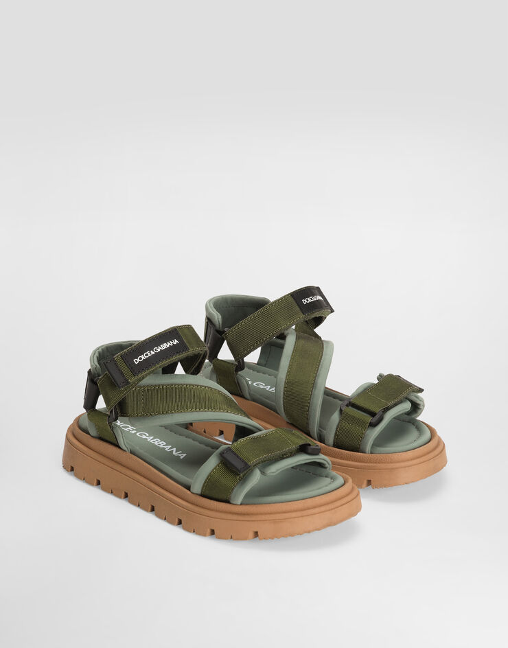 Dolce & Gabbana Fabric and nappa calfskin sandals Green DA5350A5555