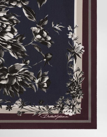Dolce & Gabbana Peony-print silk scarf 70x70 Multicolor GQ348EG0TJB