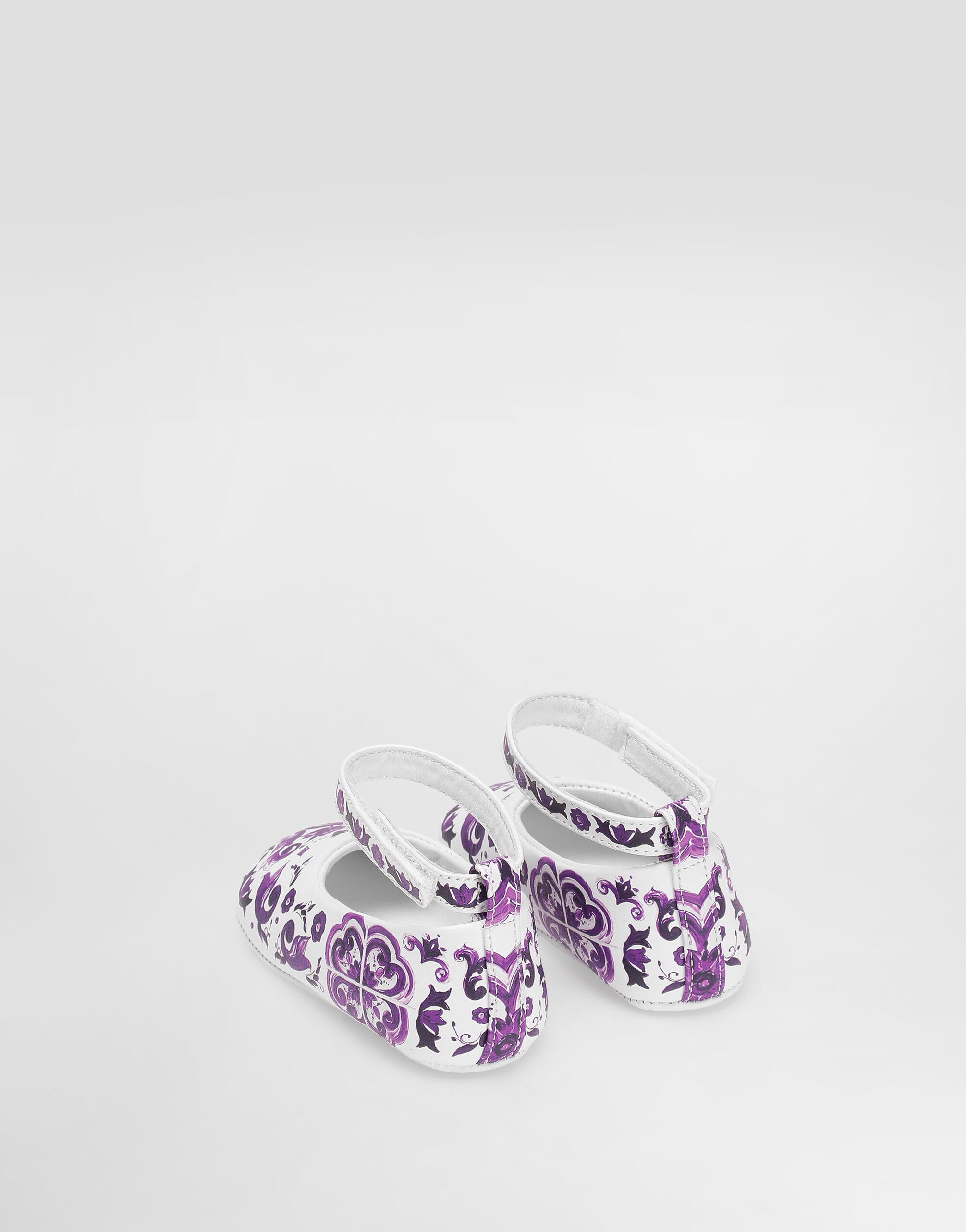 Dolce&Gabbana★ナッパレザー バレエフラット Multicolorのガールズ マヨリカプリント ナッパレザー バレエ