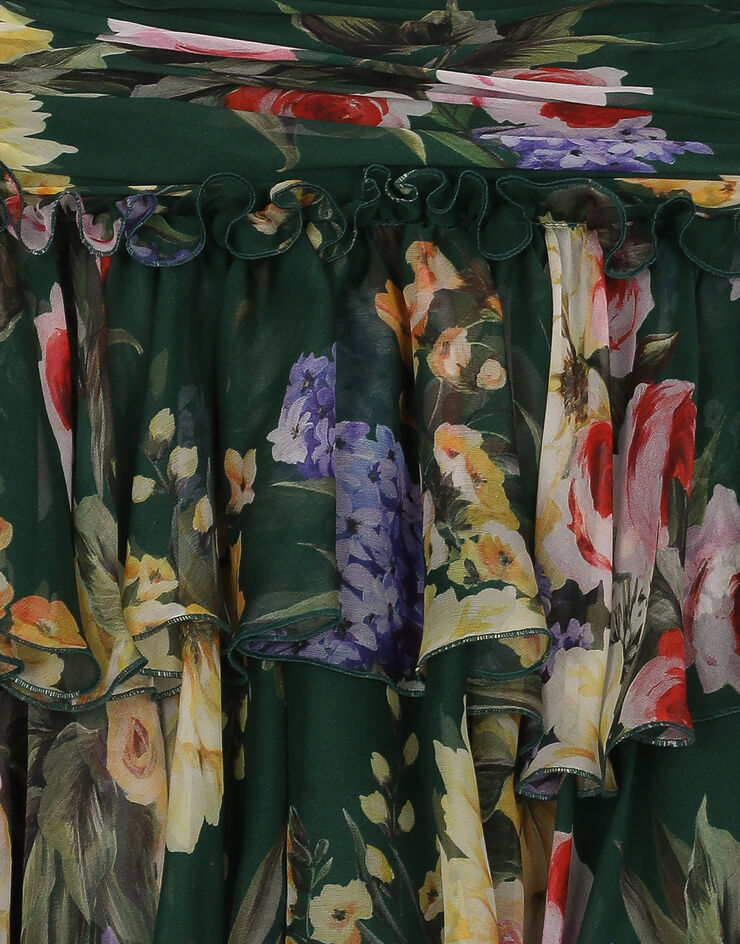Dolce & Gabbana Falda corta de chifón con estampado de jardín Imprima L54I99IS1TM
