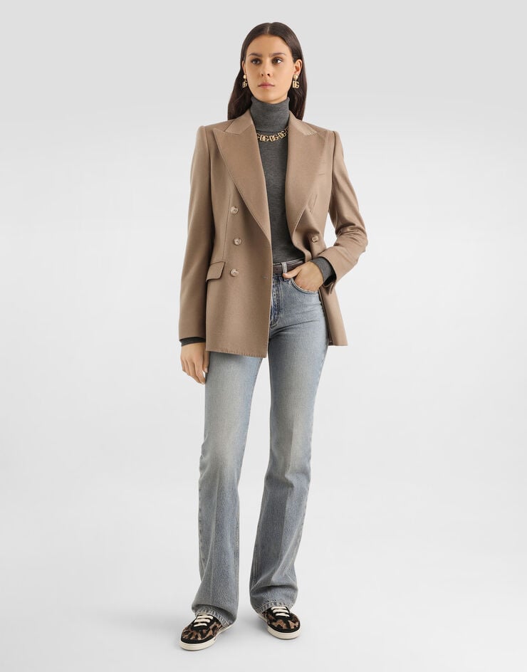 Dolce & Gabbana Double-breasted jacket in cashmere drap Brown F29KKTFU2AX