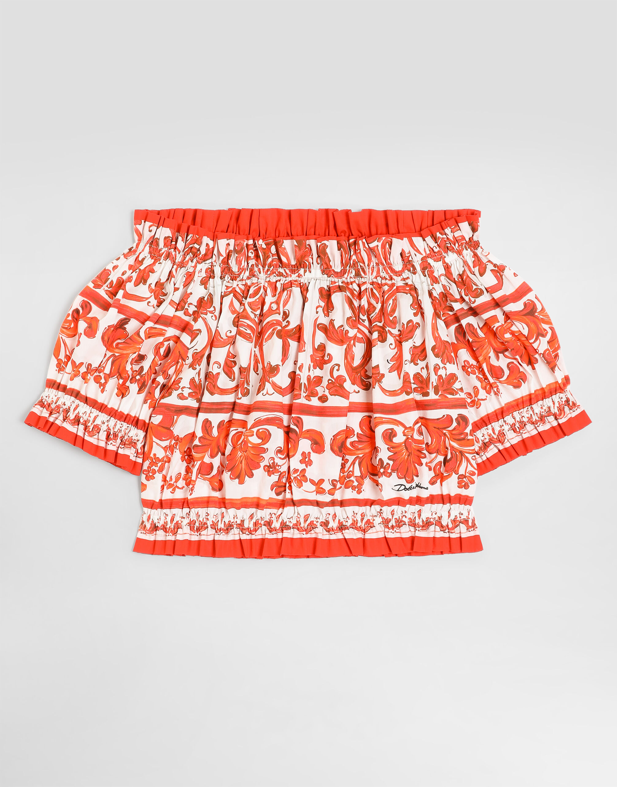 Majolica-print poplin top in Multicolor for Girls | Dolce&Gabbana® US