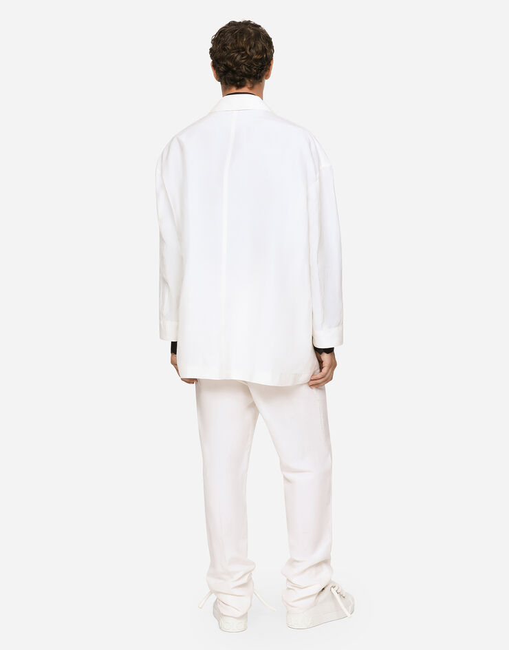Dolce & Gabbana Oversize single-breasted linen and silk jacket White G2SJ1TFUTAZ