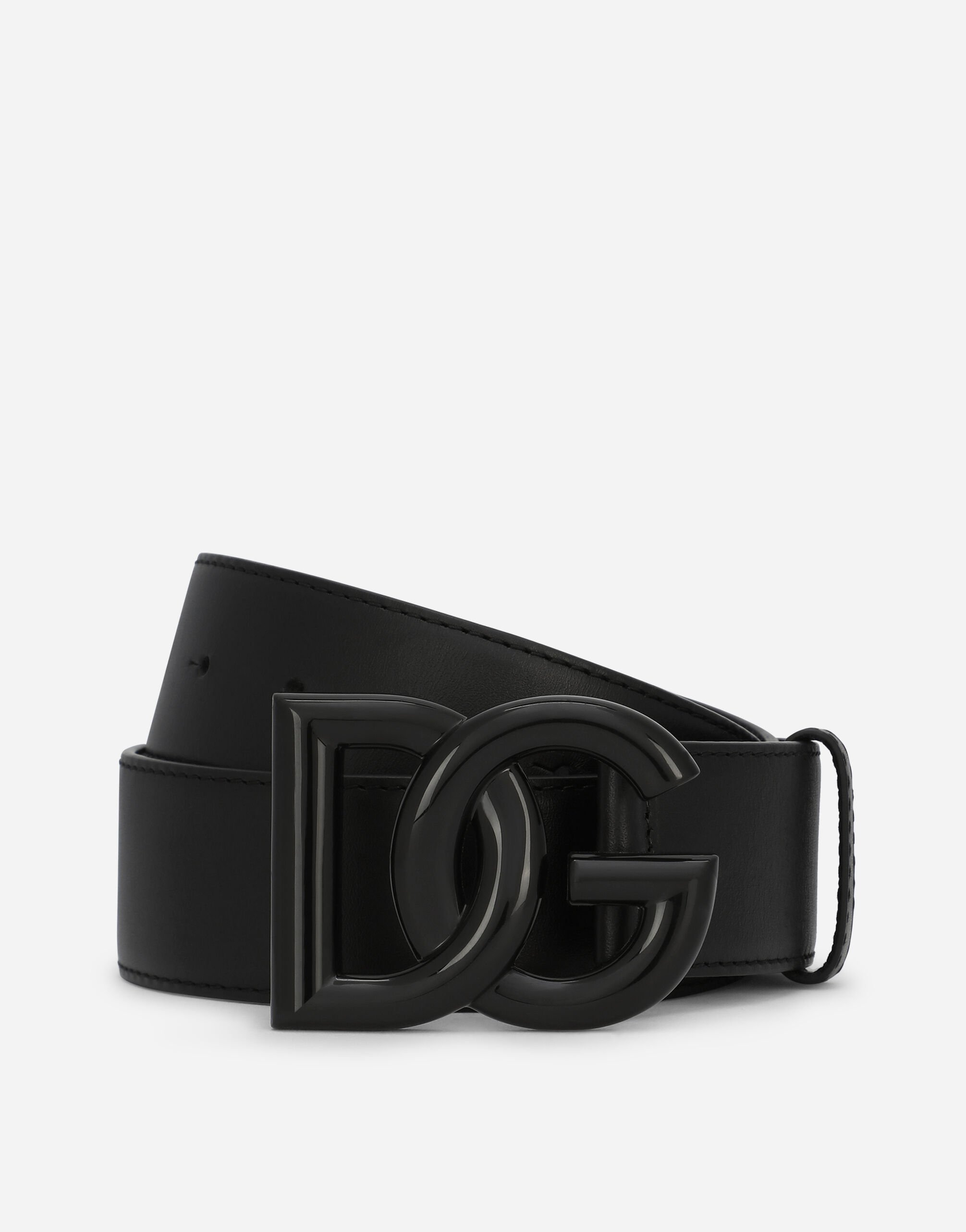 Dolce & Gabbana Leather DG logo belt Black BE1446AW576