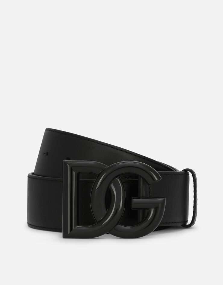 Dolce & Gabbana Cinturón de cuero con logotipo DG Negro BE1578AQ069
