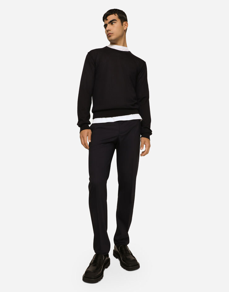 Dolce & Gabbana Crewneck sweater in cashmere Blue GX412TJAWLA