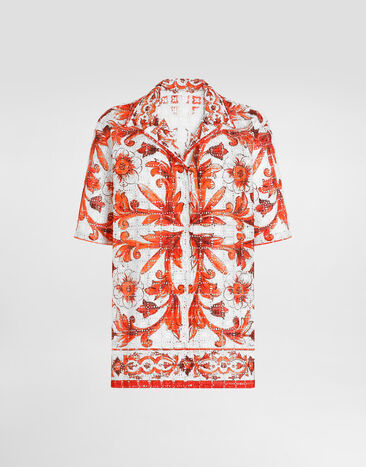 Dolce & Gabbana Majolica-print broderie anglaise lace shirt Multicolor F5T54TGDDRB