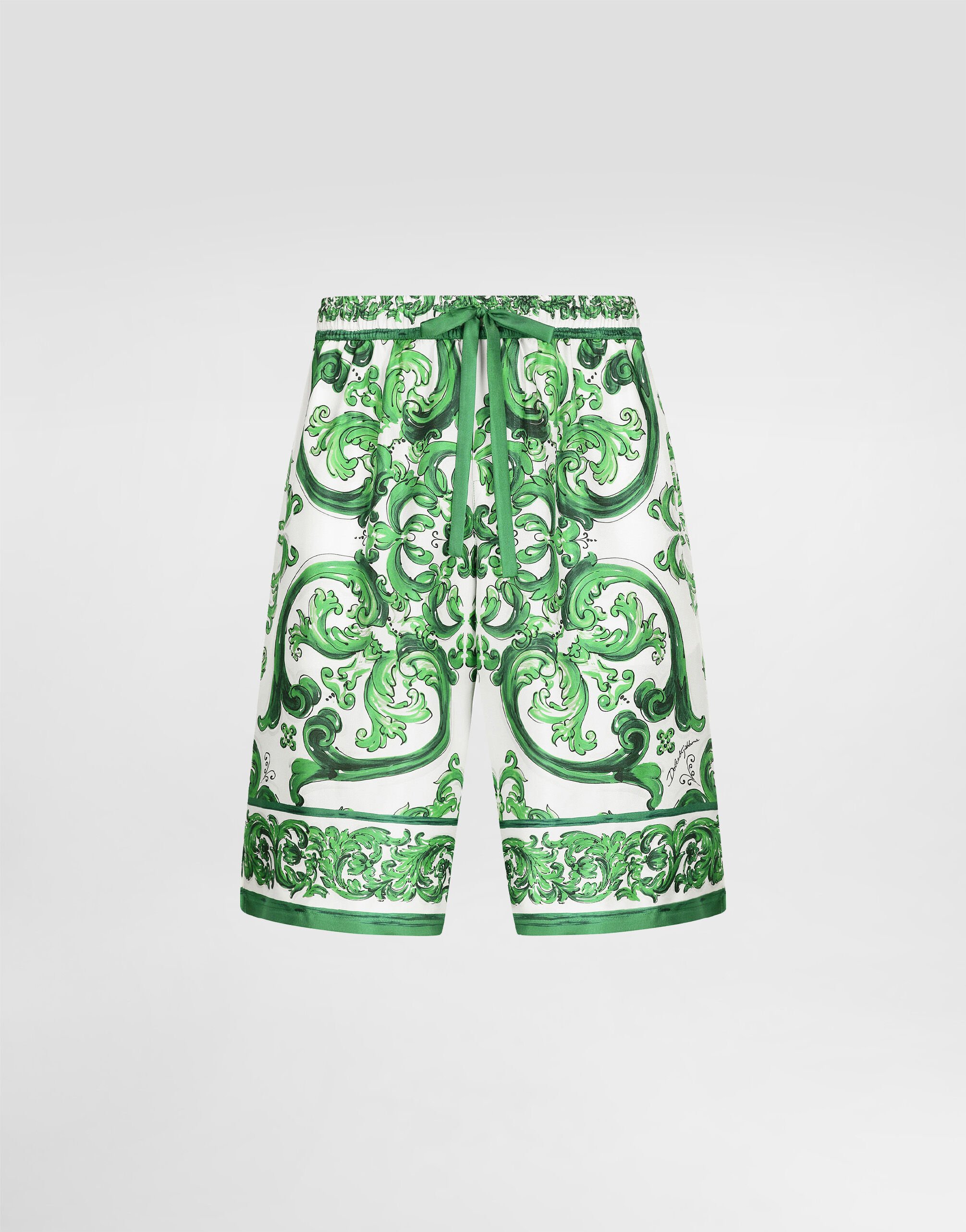 Majolica-print silk jogging shorts in Print for Men