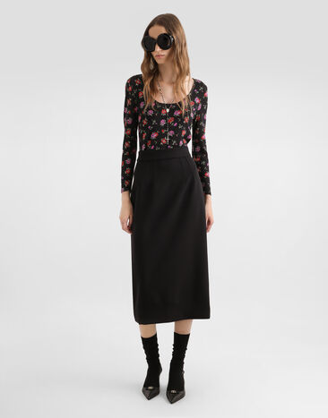 Dolce & Gabbana Юбка-карандаш из эластичной шерсти Black F4DCNTFUBCE