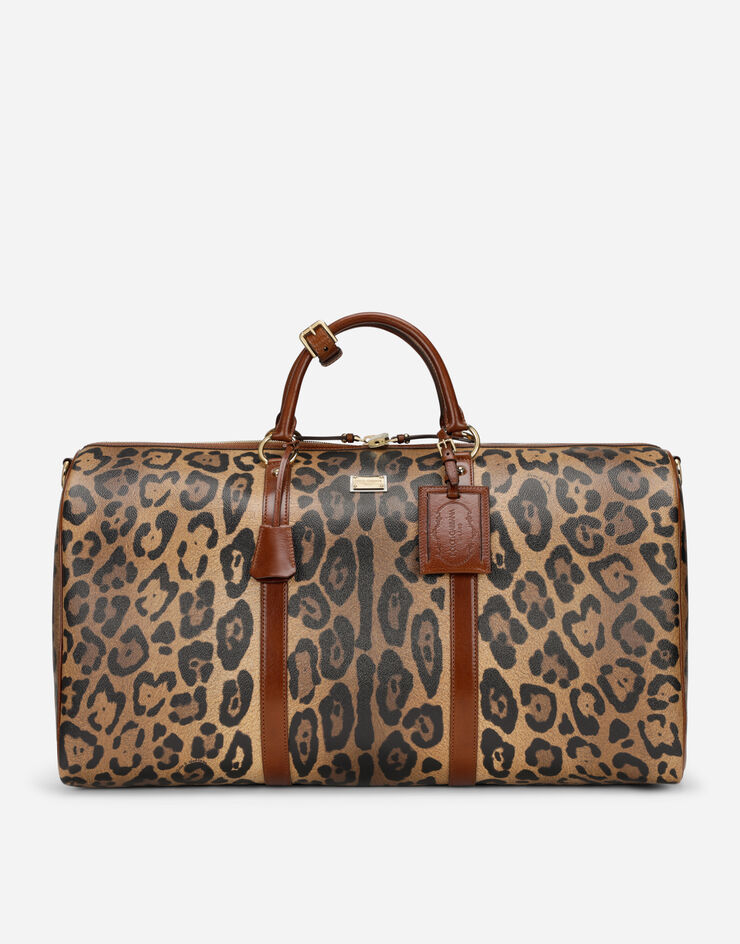 Dolce & Gabbana Дорожная сумка средних размеров из материала Crespo с леопардовым принтом с пластинкой с логотипом разноцветный BB2206AW384