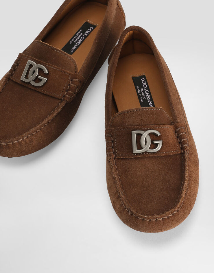 Dolce & Gabbana Split leather loafers with DG logo Beige DA5268A1250