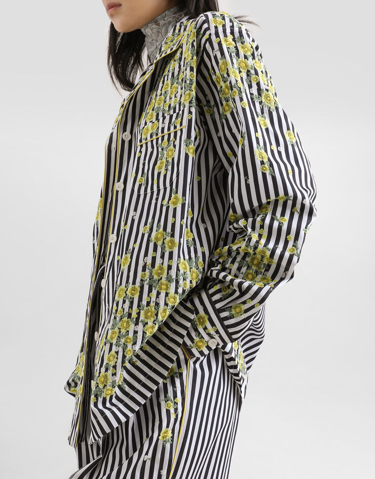 Dolce & Gabbana Poplin shirt with flower embroidery Dolce & Gabbana Poplin shirt with flower embroidery Multicolor F5U28ZGDDSR