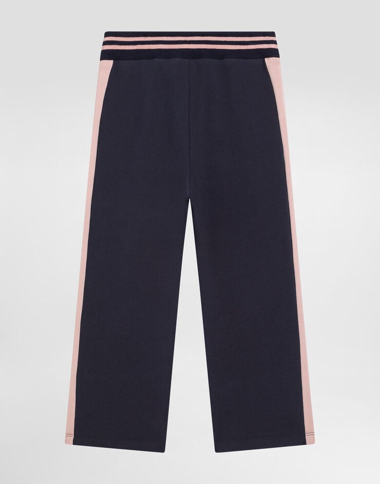 Dolce & Gabbana Fleece palazzo pants with logo Blue L5JPE2G7NNW