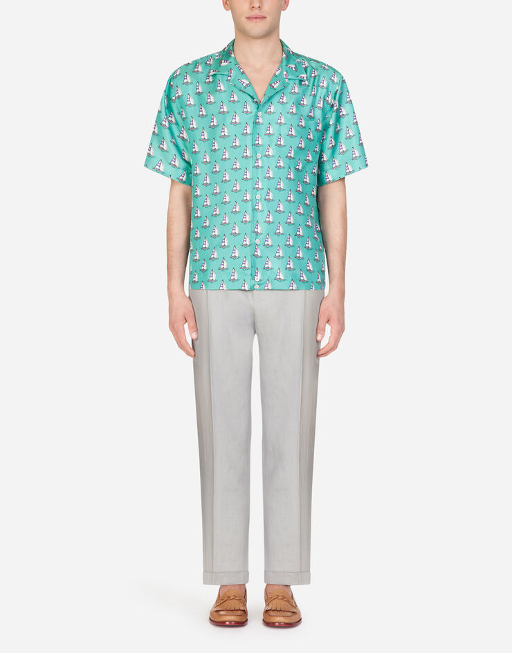 Dolce & Gabbana Hawaii shirt in sailboat print GREEN G5GX1THS187