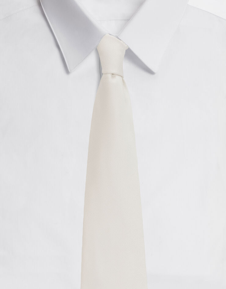 Dolce & Gabbana Cravate en faille de soie avec pan 12 cm Blanc GT160EGG155