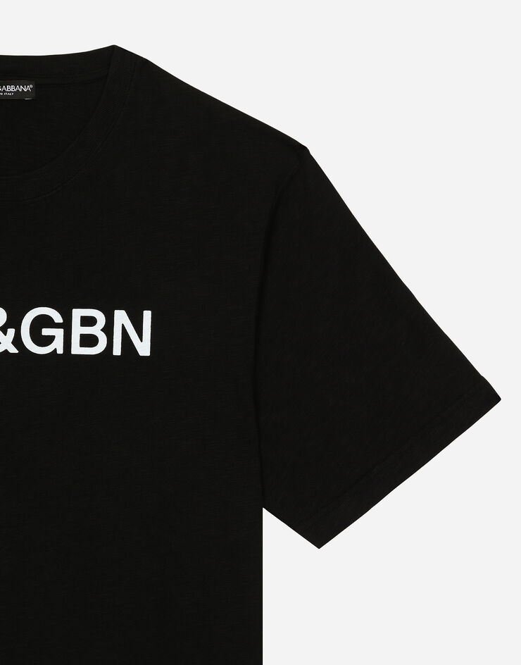 Dolce & Gabbana T-Shirt aus Baumwolle mit Dolce&Gabbana-Logo Black G8PN9TG7M8F