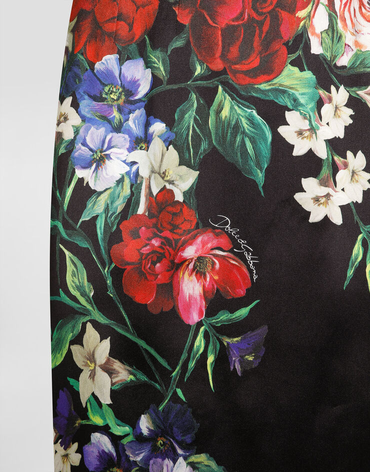 Dolce & Gabbana Floral-print satin calf-length pencil skirt Print F4BCATFSIB5