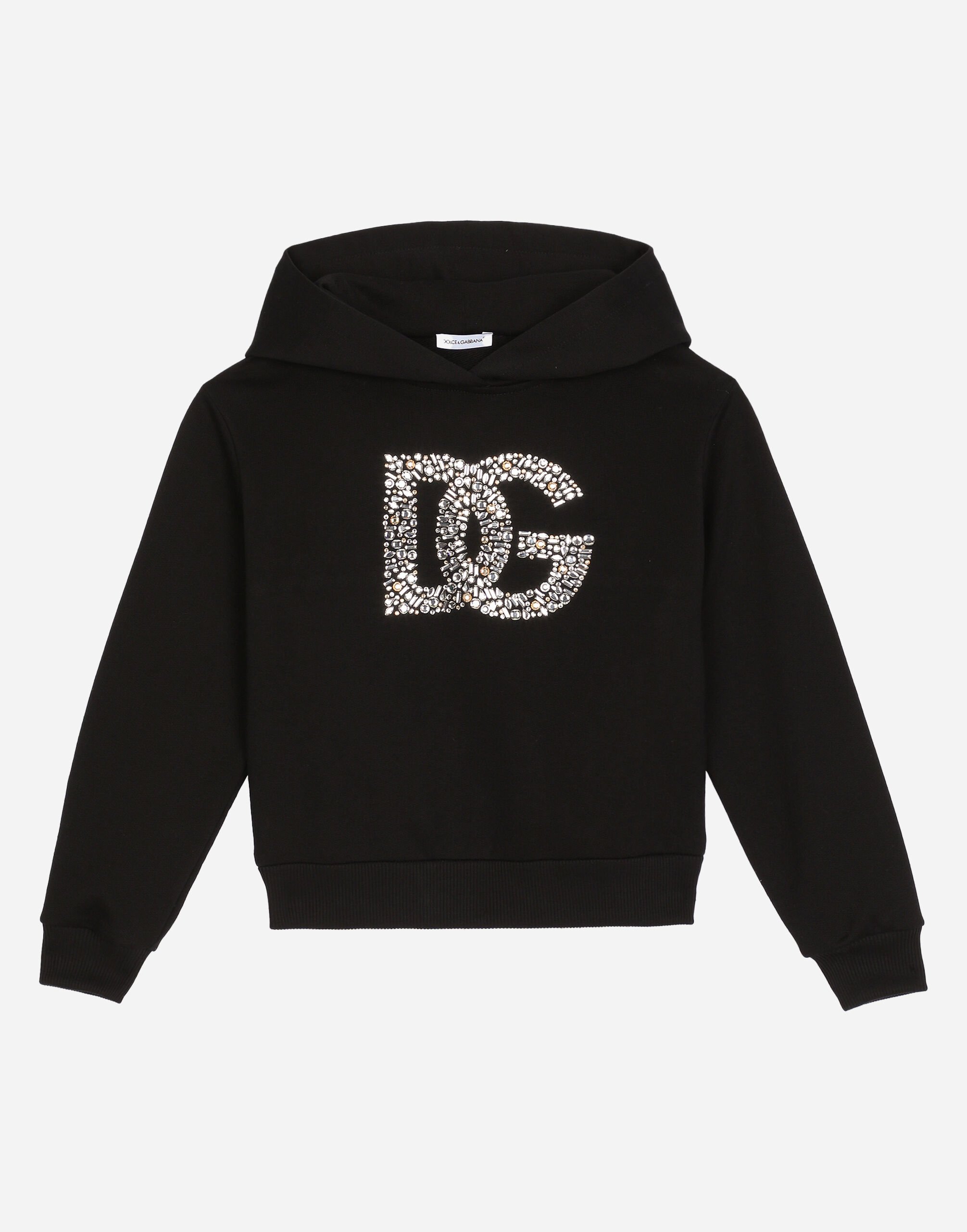 Dolce & Gabbana Jersey hoodie with DG logo Azure G5JL8TFU1AU