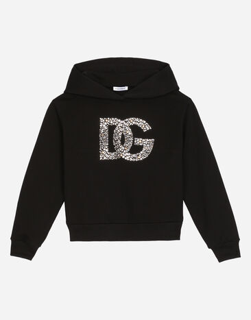 Dolce & Gabbana Jersey hoodie with DG logo Gold L54I80G7K2T