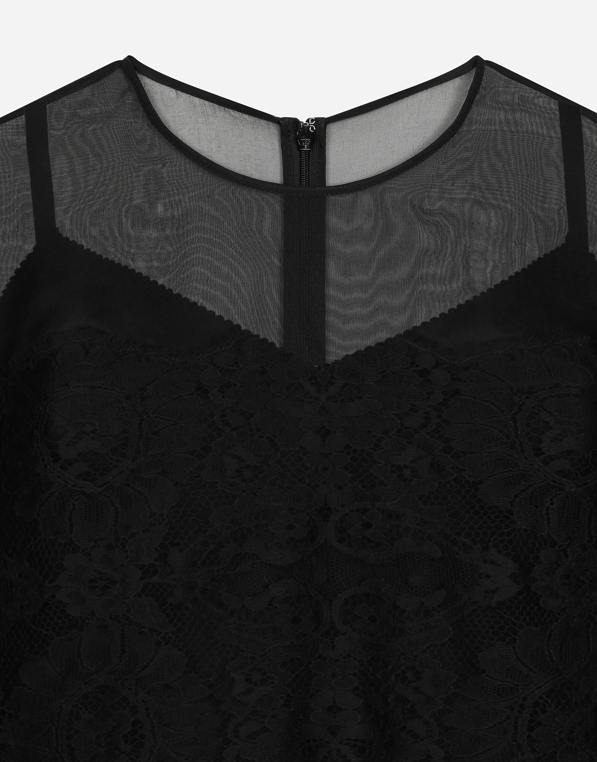 Short organza dress with lace inlay in Black for Women