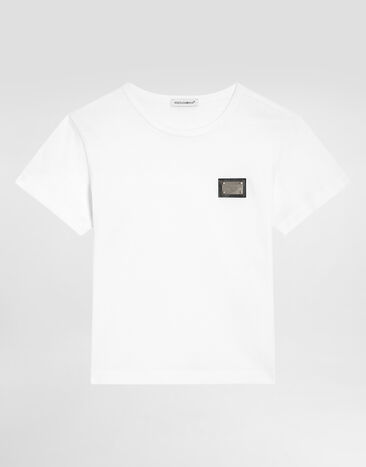 Dolce & Gabbana Jersey T-shirt with logo tag White L4JT7TG7I2O