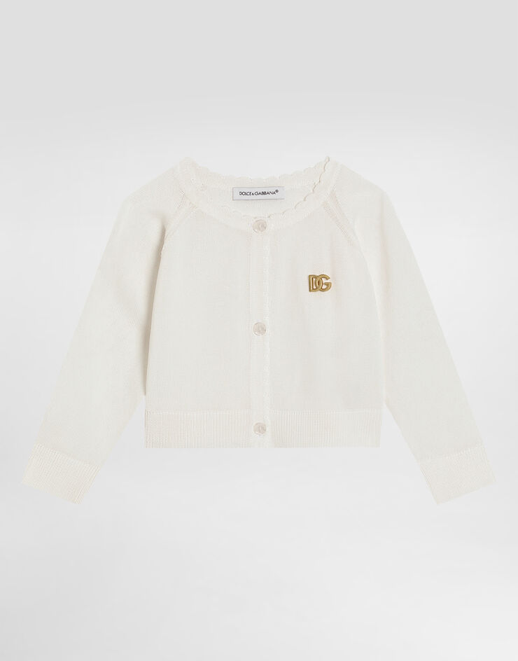 Dolce & Gabbana Satin viscose cardigan with caps White L2KWMDJAIRU