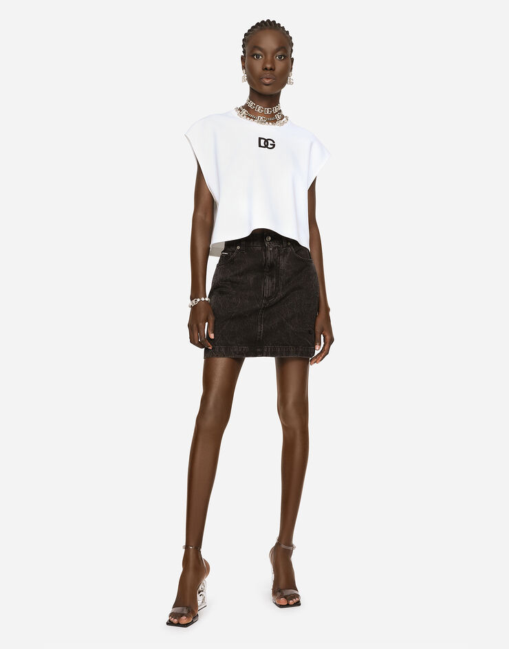 Dolce & Gabbana تنورة قصيرة من دنيم مغسول متعدد الألوان F4BWMDG8HR1