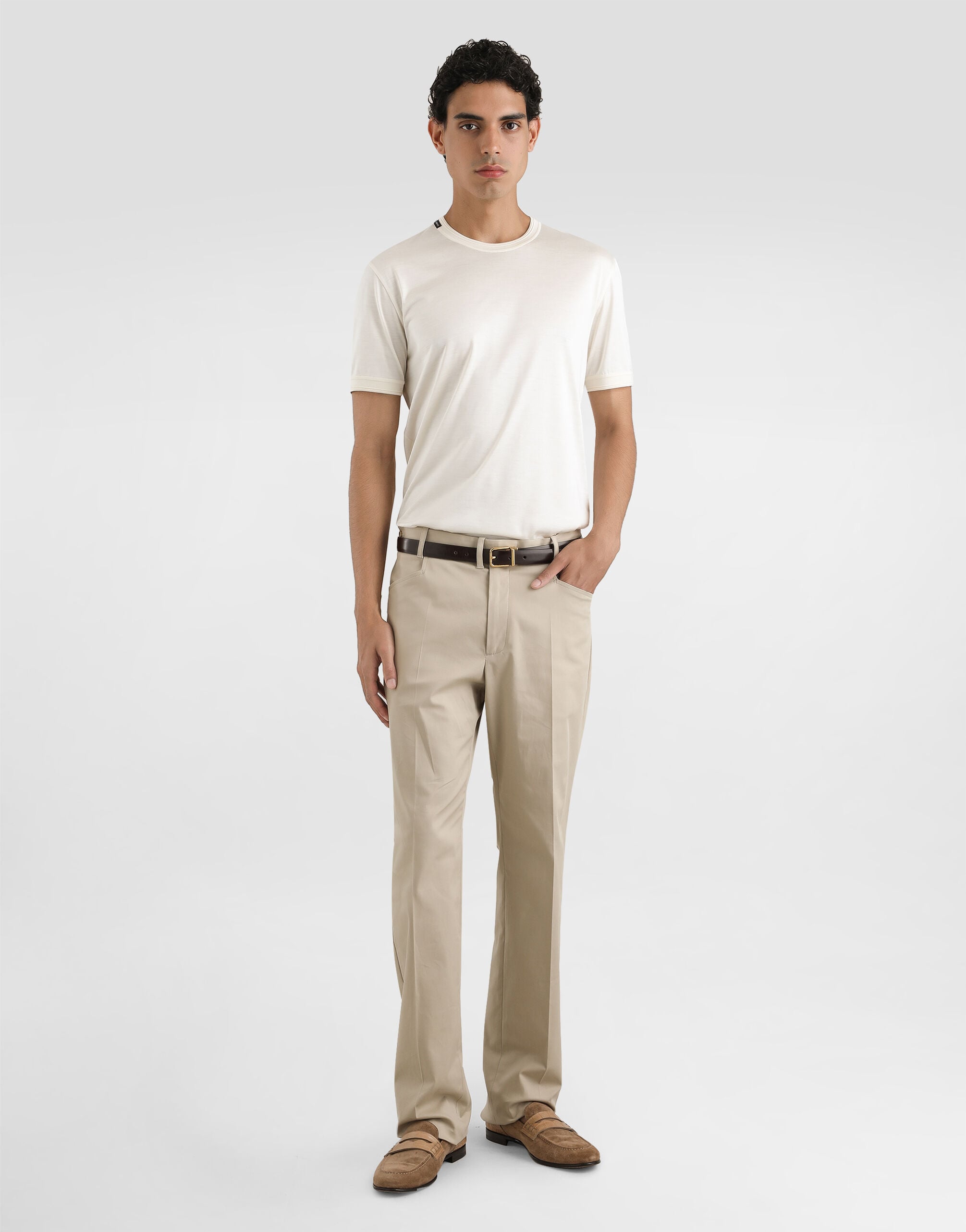DOLCE & GABBANA ライトベージュ チノパン T-SHIRT M/CORTA GIRO in White for Men | Dolce&Gabbana® US