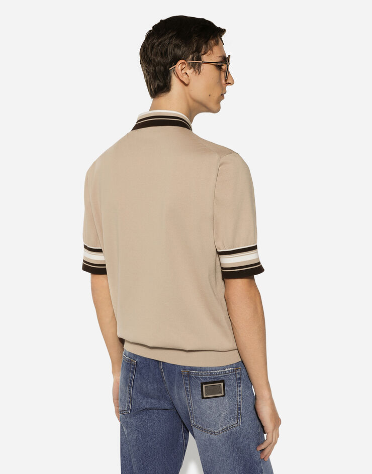 Silk polo-neck with DG embroidery in Grey for Men | Dolce&Gabbana® US