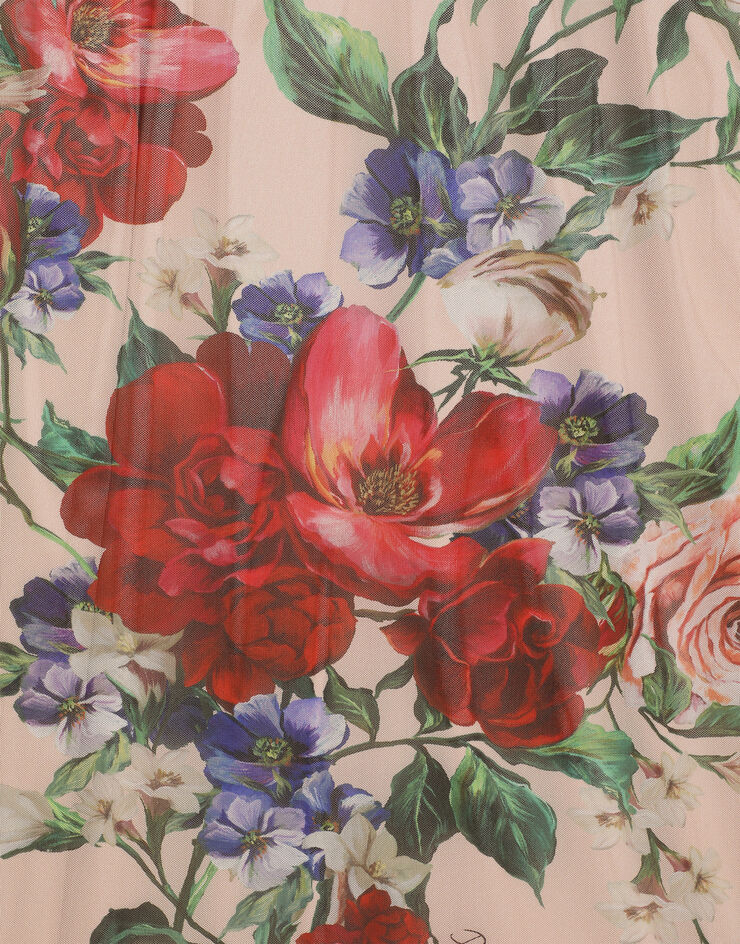 Dolce & Gabbana Robe mi-longue en tulle à imprimé fleurs Imprimé F6IAPTFSUBV