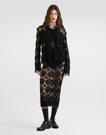 Dolce & Gabbana Crochet-knit cardigan Black FXVG2TJBCLF