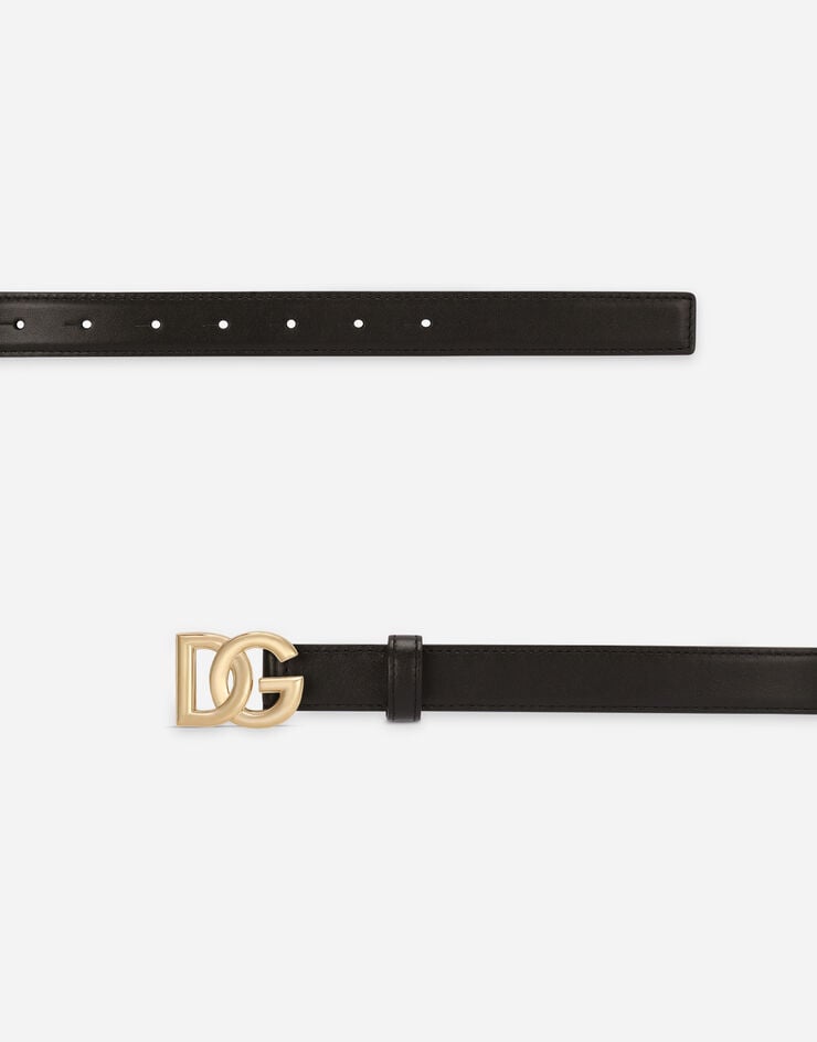 Dolce & Gabbana Calfskin belt with DG logo Black BE1447AW576