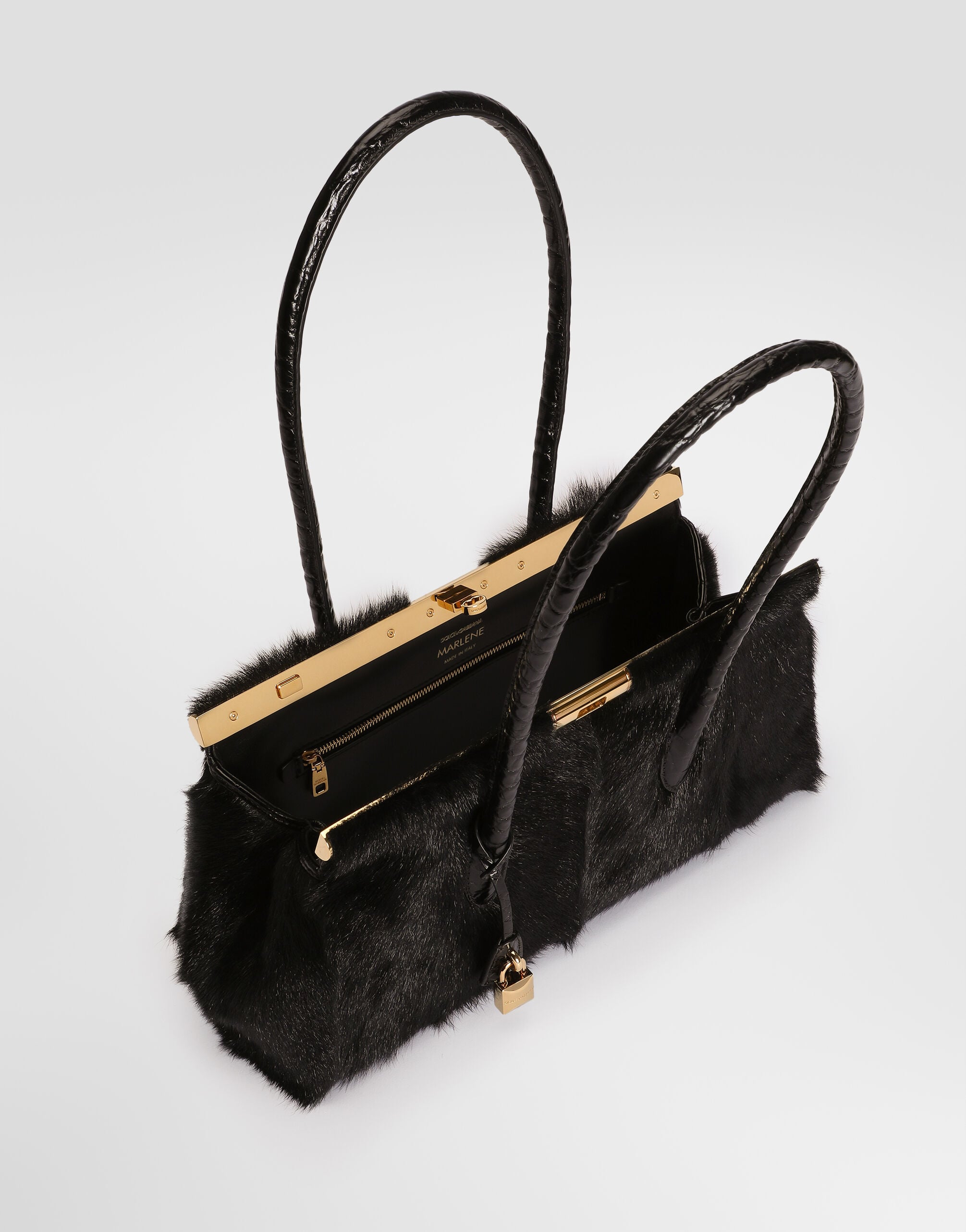 Blackのウィメンズ Marlene handbag in kid leather and polished