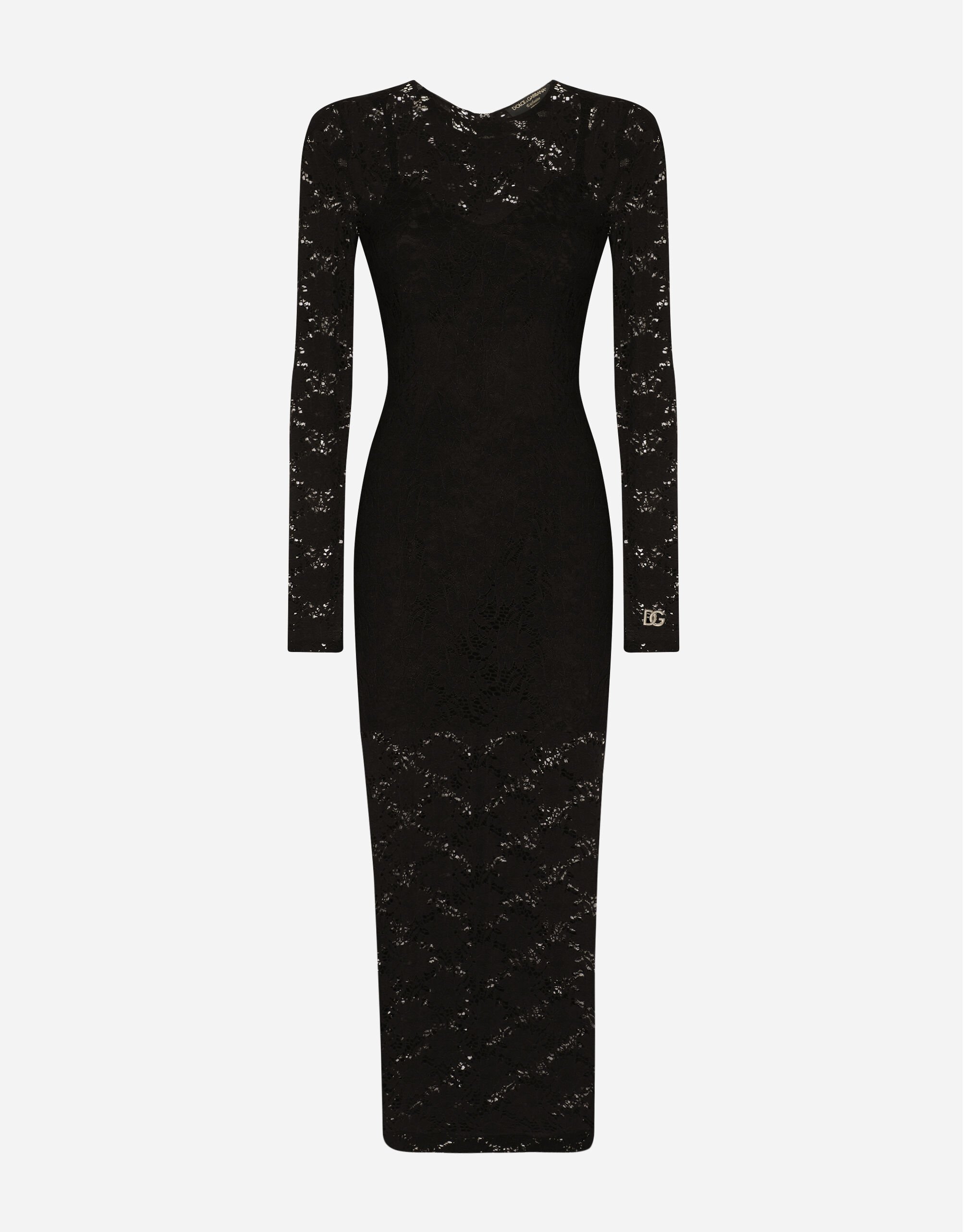 Dolce & Gabbana Long lace dress Animal Print F6BDXTFSADD
