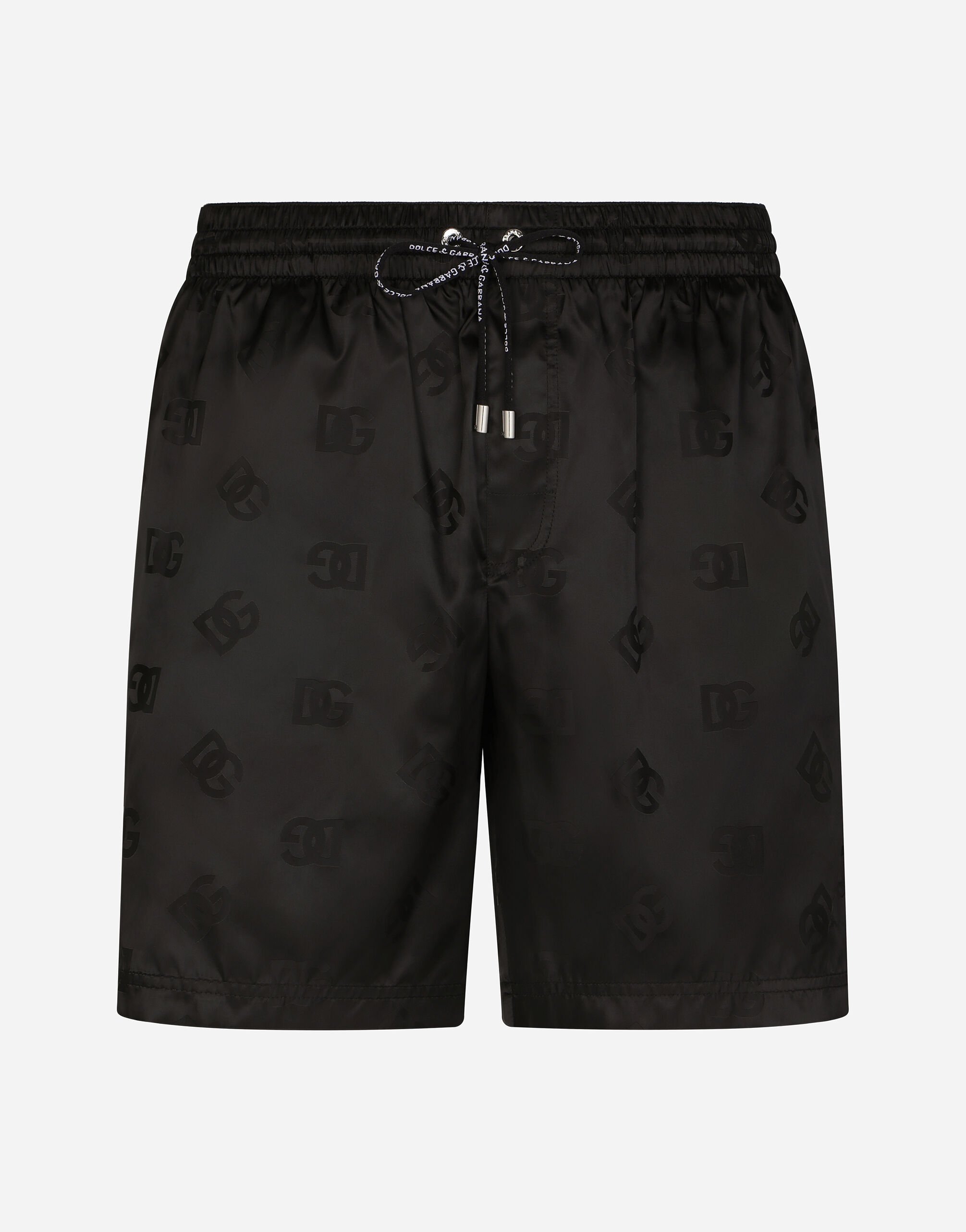 Dolce & Gabbana Mid-length swim trunks with jacquard DG Monogram Print M4A13TISMHF