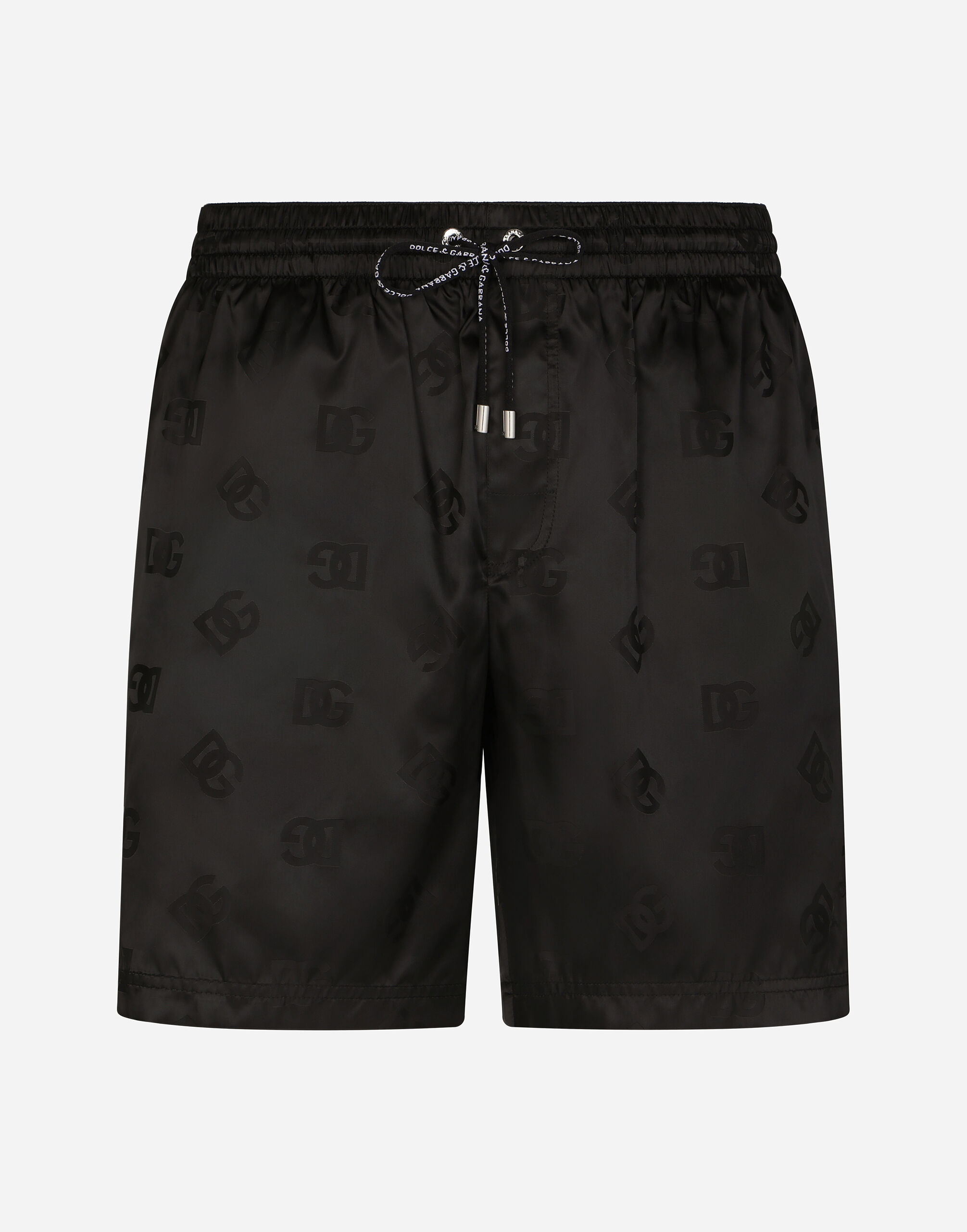 Dolce&Gabbana Mittellange Badeshorts Jacquard DG Monogram Mehrfarbig G2QU4TFRMD4