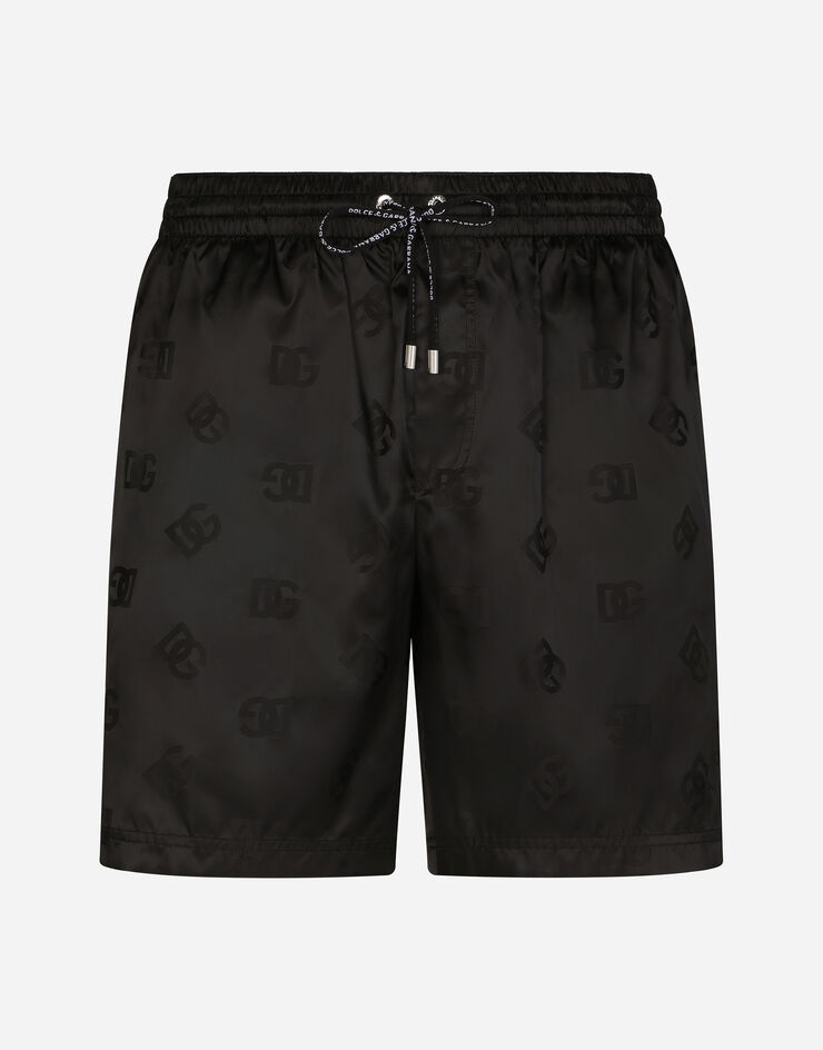 Dolce & Gabbana Boxer de bain mi-long en jacquard DG Monogram Noir M4A13TONN57