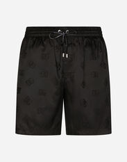 Dolce & Gabbana Mid-length swim trunks with jacquard DG Monogram Print M4E68TISMF5