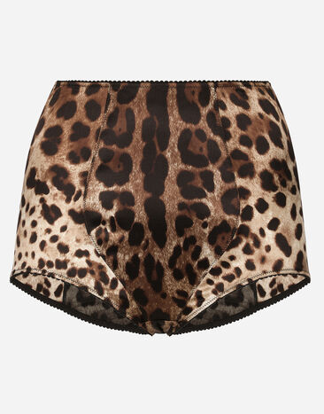 Dolce & Gabbana Satin culottes with leopard print Multicolor O2A18TONO21