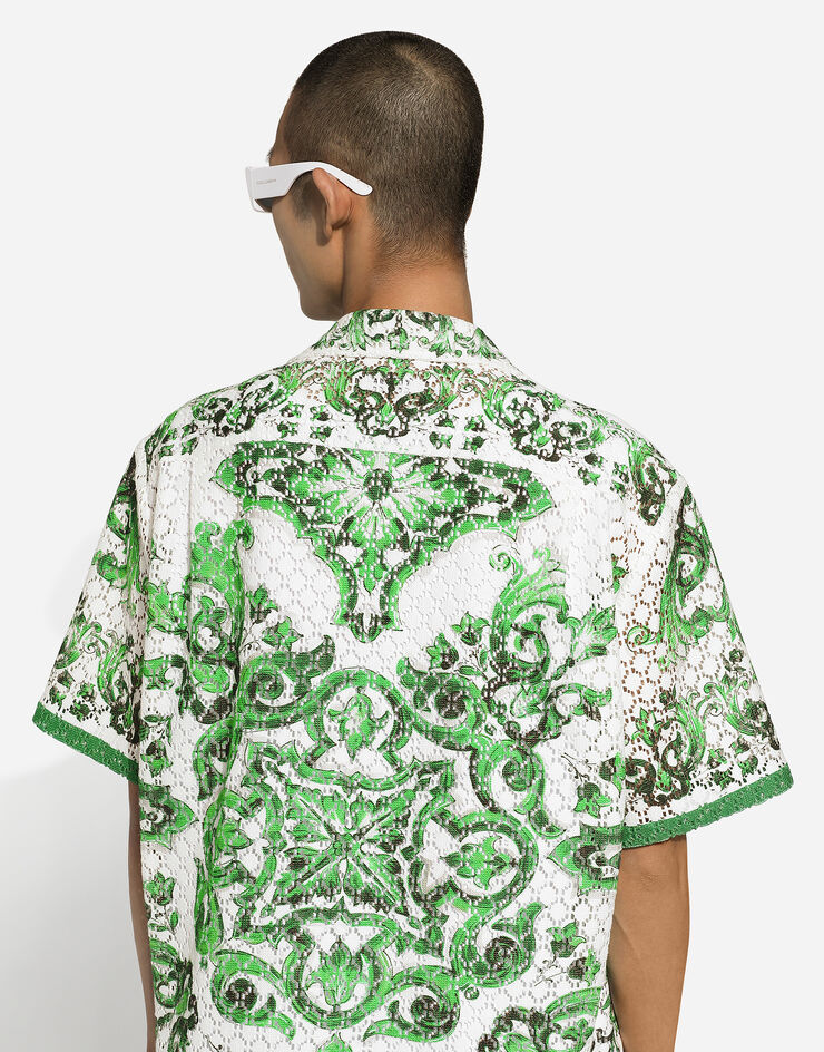 Dolce & Gabbana Majolica-print crochet Hawaiian shirt Print G5JH9TFIM4P
