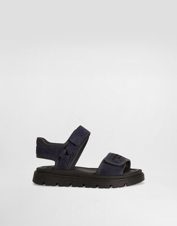 Dolce & Gabbana Split leather sandals with Dolce&Gabbana logo print Blue DA5284A4434