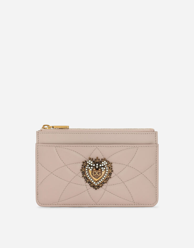 Dolce & Gabbana Medium Devotion card holder in quilted nappa leather Pale Pink BI1261AV967