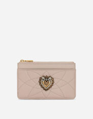 Dolce & Gabbana Medium Devotion card holder in quilted nappa leather Beige BB6003AI413