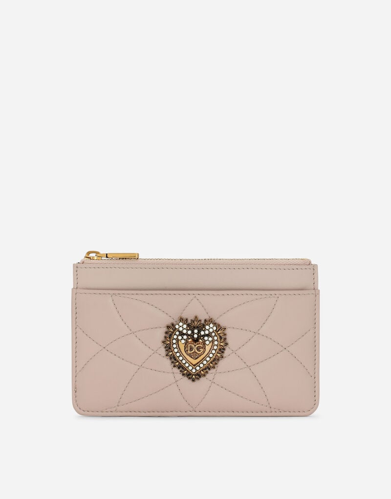 Medium Devotion Card Holder in Quilted Nappa Leather Pale Pink