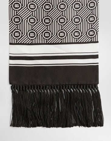 Dolce & Gabbana Silk twill scarf with micro-design and logo Multicolor GQ214EG0WV0
